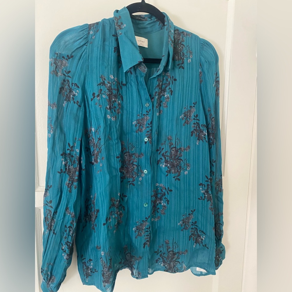 Aritzia Wilfred semi-sheer button blouse